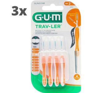 GUM Travler ragers Oranje 0.9mm - 3 x 4 stuks - Voordeelverpakking