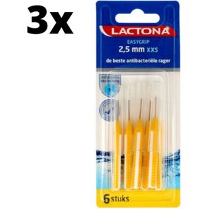 Lactona Ragers EasyGrip Recht XXS 2.5mm Geel - 3 x 6 stuks - Voordeelverpakking