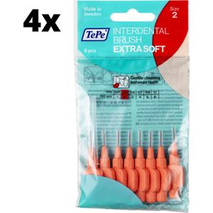 TePe Extra Soft Lichtrood 0,5mm - 4 x 8 stuks - Voordeelverpakking