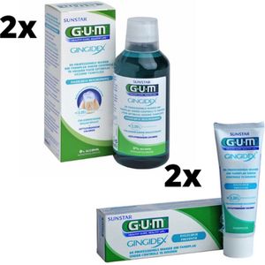 GUM Gingidex 0.06% Chloorhexidine Voordeelpakket - 2x Mondspoeling + 2x Tandpasta