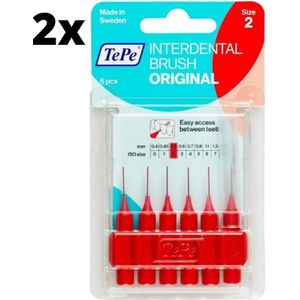 TePe Ragers Rood 0,5mm - 2 x 6 stuks - Voordeelverpakking