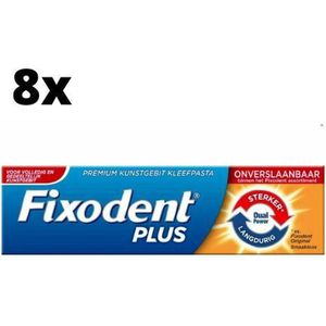 Fixodent Plus Dual Power Premium Kleefpasta - 8 x 40 gram - Voordeelpakket