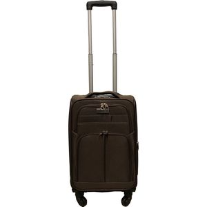 Handbagage reiskoffer met wielen softcase 42 liter - met cijferslot - expender - voorvakken - bruin