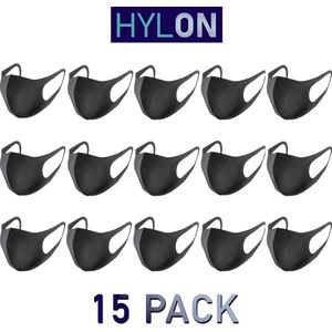 Mondmasker 15 PACK - Niet Medisch - Neopreen - Wasbaar - Zwart - By Hylon