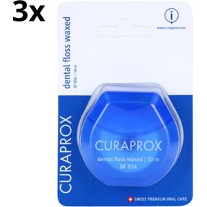 Curaprox DF 834 Dental Floss Waxed Mint - 3 x 50 meter - Voordeelverpakking