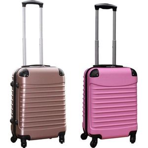 Travelerz kofferset 2 delige ABS handbagage koffers - met cijferslot - 39 liter - rose goud - licht roze