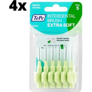 TePe Extra Soft Lichtgroen 0,8mm - 4 x 6 stuks - Voordeelverpakking