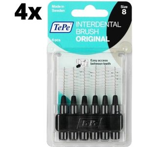 TePe Ragers Zwart 1,5mm - 4 x 6 stuks - Voordeelverpakking