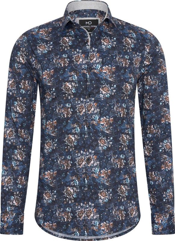 Marshall - Italiaans Overhemd - Hoge Kraag - Print - Moda Italia