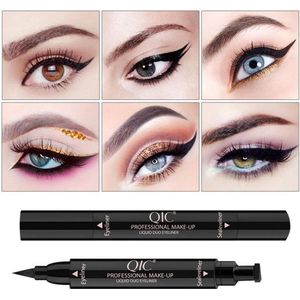 Tweekoppige Eyeliner Stempel 2 IN 1 Eyeliner Potlood - Cosmetische Matte Waterproof Eyeliner - Zwart QIC
