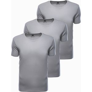 Ombre - Heren T-Shirt - Grijs - Ronde Hals - 3 Stuks