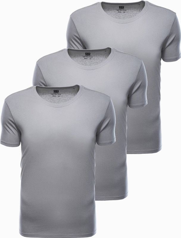 Ombre - Heren T-Shirt - Grijs - Ronde Hals - 3 Stuks