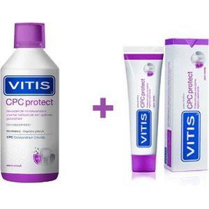 Vitis CPC Protect Tandpasta + Mondwater - Voordeelpakket