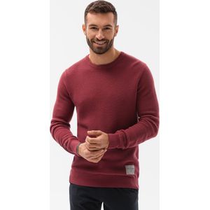 Edoti - Heren Sweater - Bordeauxrood - Klassiek - Ronde Hals