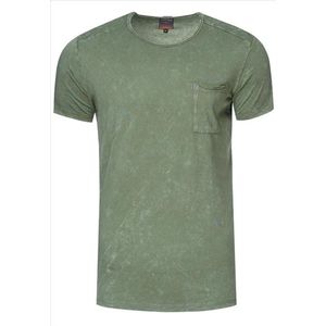 RustyNeal - Heren T-shirt - Kaki - Met Borstzak