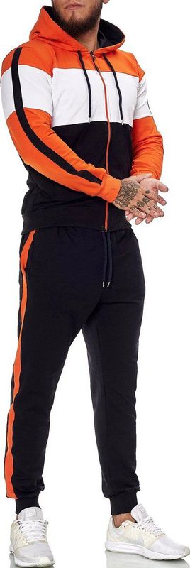 One Redox Heren joggingpak oranje wit huispak 1082