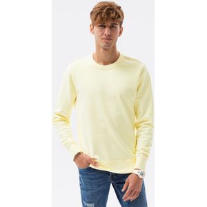 Ombre - Heren Sweater - Geel - Afgewerkt Met Boord - Ronde Halslijn