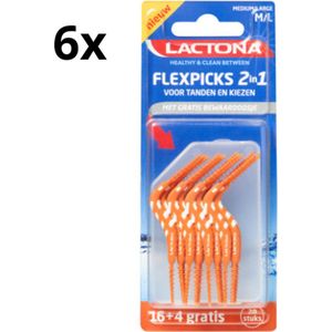 Lactona FlexPicks 2in1 M/L Oranje in blister - 6 x 20 stuks - Voordeelverpakking