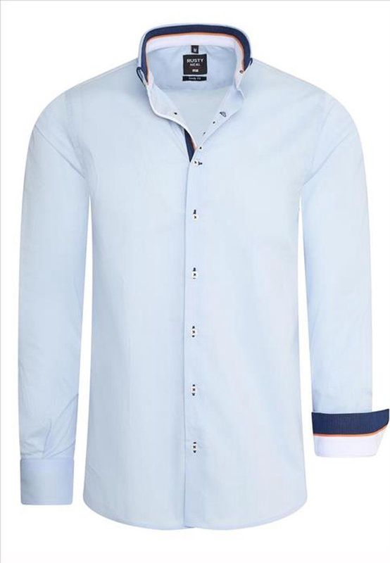 RustyNeal - Herenoverhemd - Lichtblauw - Harde Kraag - Katoen