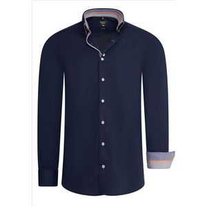 RustyNeal - Herenoverhemd - Marine - Harde Kraag - Katoen