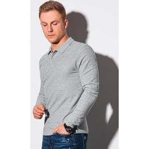 Ombre - Heren Poloshirt - Grijs Melange - Langemouw - Ronde Hals