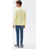 Ombre - Heren Sweater - Geel - Afgewerkt Met Boord - Ronde Halslijn