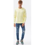 Ombre - Heren Sweater - Geel - Afgewerkt Met Boord - Ronde Halslijn