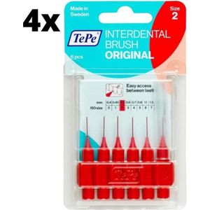 TePe Ragers Rood 0,5mm - 4 x 6 stuks - Voordeelverpakking