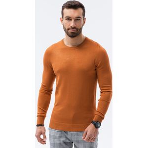 Edoti - Heren Sweater - Camel - Aansluitend - Ronde Halslijn