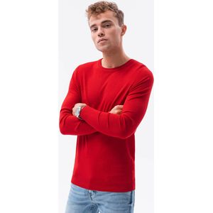 Edoti - Heren Sweater - Rood - Aansluitend - Ronde Halslijn