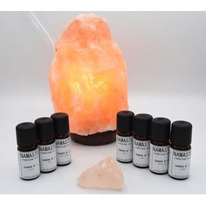 Nasma Spirituele Set |Zoutlamp & Zoutsteen + Chakra-Olie-Set-Compleet