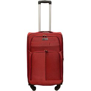 Reiskoffer met wielen softcase 68 liter - met cijferslot - expender - voorvakken - rood