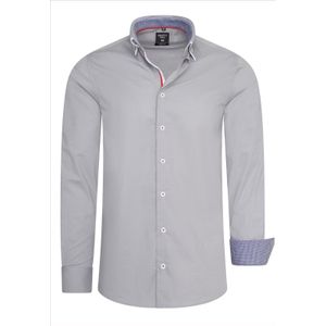 RustyNeal - Herenoverhemd - Grijs - Dubbele Kraag - Katoen