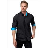 Overhemd - Zwart - 60% Katoen 37% Polyester 3% Elastaan