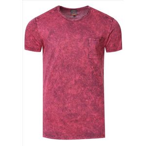 RustyNeal - Heren T-shirt - Bordeauxrood - Met Borstzak