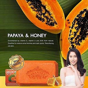 Asantee Thai Papaya Herbal Skin Whitening Soap 135g (Pack of 4)
