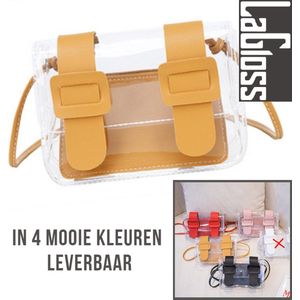 Lagloss Fashion Bag Tas Mode Oker Geel - Klein Modisch Transparant Tasje met Losse Binnentas - Type Lil Bag - Doorzichtige SchouderTas - 17x11x6 cm