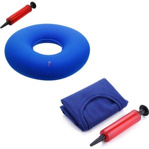 Opblaasbaar Rond Zitkussen - Anti Decubitus Comfortkussen - Luchtkussen Stuitkussen - 40 cm Blauw