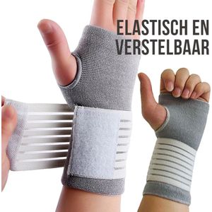 Verstelbare Elastische Pols Band GRIJS - Ventilerende Hand Pols Brace Ondersteuning - PolsBrace - Grijs