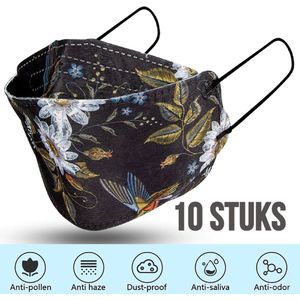 Allernieuwste 10 st Unieke Modische Mondkapjes - Fashion Mode Mondmasker Niet-Medisch - 10 Stuks Zwart Kolibrie