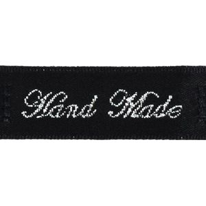 40st - HAND MADE labels- 1,5cm breed - ZWART/ZILVER - versieren - labels - knutselen - knutselwerk - naaien - lint - stof - applicatie - afwerkband - home deco