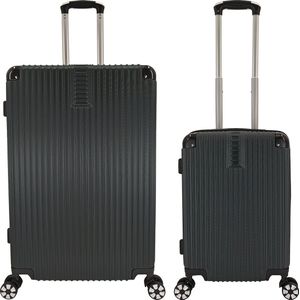 SB Travelbags 2 delige bagage kofferset 4 dubbele wielen trolley - Donker Groen - 75cm/55cm