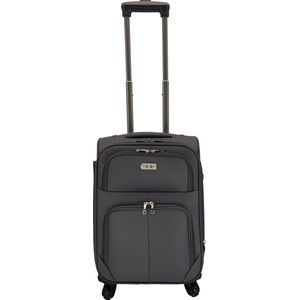 SB Travelbags Handbagage stoffen koffer 55cm 4 wielen trolley - Grijs