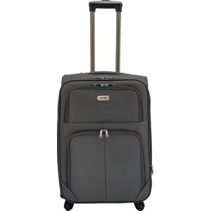 SB Travelbags Bagage stoffen koffer 65cm 4 wielen trolley - Grijs