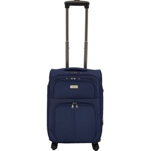 SB Travelbags Handbagage stoffen koffer 55cm 4 wielen trolley - Blauw