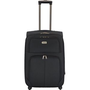SB Travelbags Bagage stoffen koffer 65cm 4 wielen trolley - Zwart