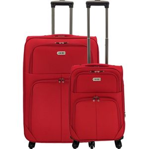 SB Travelbags 2 delig bagage stoffen kofferset 4 wielen trolley - Rood - 75cm/55cm