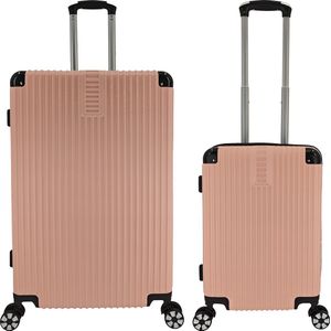 SB Travelbags 2 delige bagage kofferset 4 dubbele wielen trolley - Licht Roze - 75cm/55cm