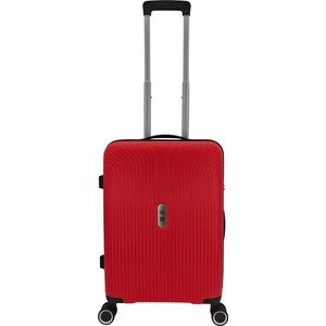 SB Travelbags Handbagage koffer 55cm 4 dubbele wielen trolley - Rood - TSA slot