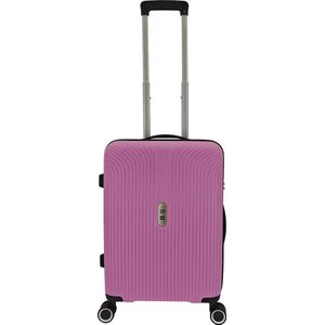 SB Travelbags Handbagage koffer 55cm 4 dubbele wielen trolley - Roze - TSA slot